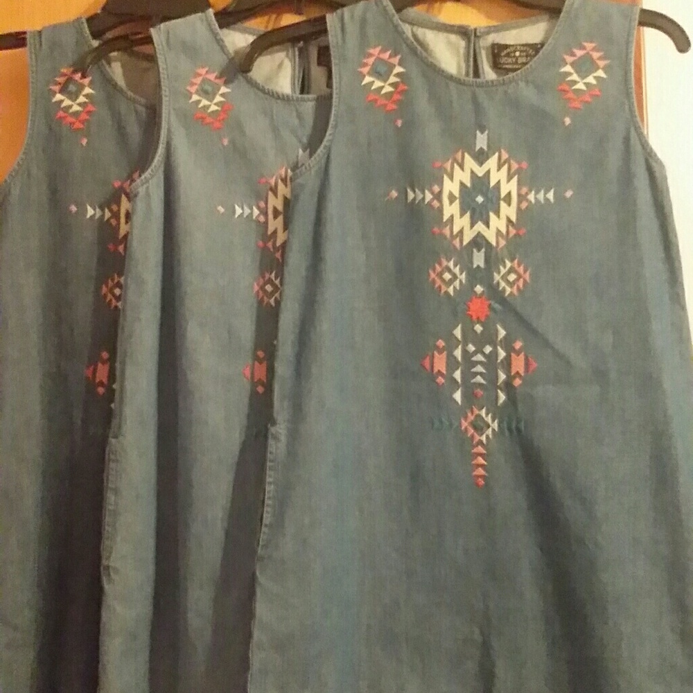 Lucky Brand girls sleeveless denim shift dress NWT